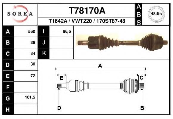 Árbol de transmisión delantero derecho VKJC5287 SKF