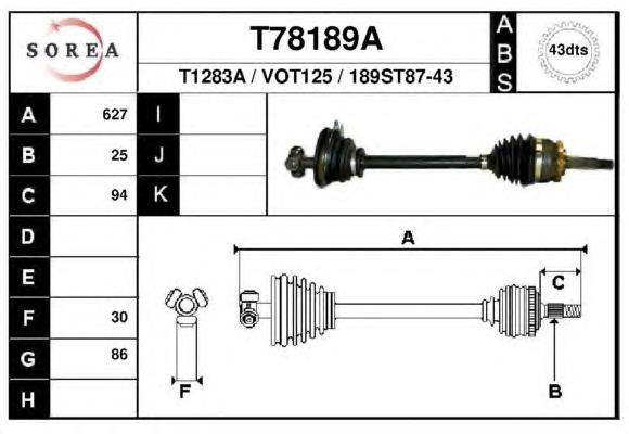 Árbol de transmisión delantero izquierdo 8251754 Volvo