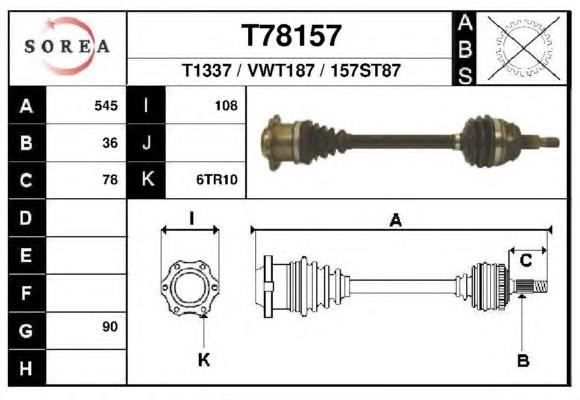 T78157 EAI árbol de transmisión delantero izquierdo