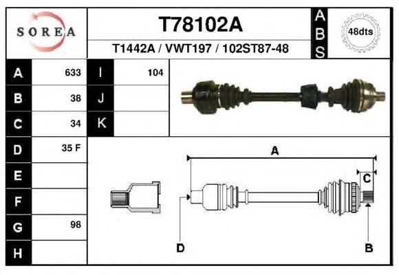 T78102A EAI árbol de transmisión delantero derecho