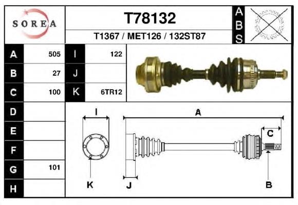 T78132 EAI árbol de transmisión delantero izquierdo