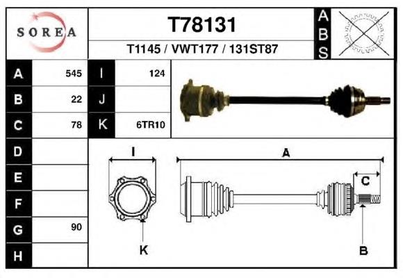 T78131 EAI árbol de transmisión delantero izquierdo