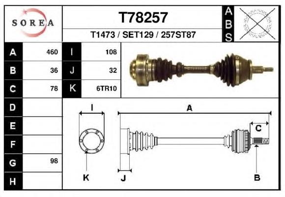 T78257 EAI árbol de transmisión delantero izquierdo