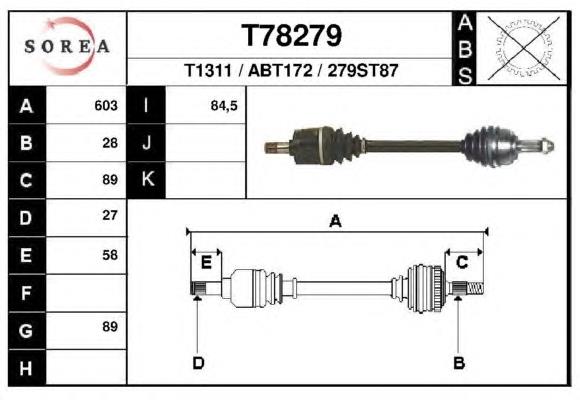 44010SN7953 Honda árbol de transmisión delantero derecho