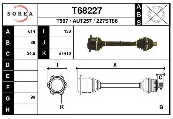 T68227 EAI árbol de transmisión delantero izquierdo