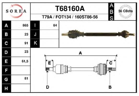 T68160A EAI árbol de transmisión delantero derecho