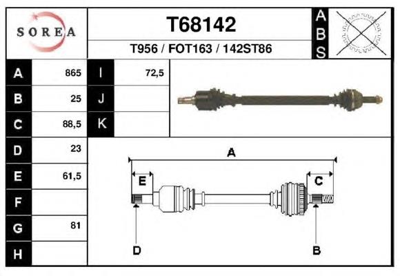 30-0393 Trakmotive/Surtrack árbol de transmisión delantero derecho