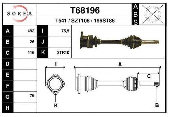 Árbol de transmisión delantero izquierdo para Suzuki Vitara (ETJA)