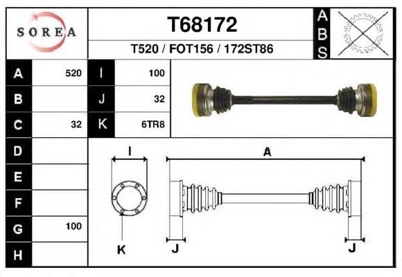 T68172 EAI árbol de transmisión delantero izquierdo