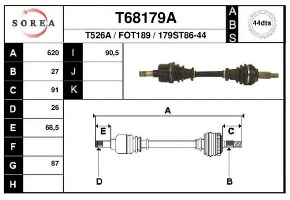 T68179A EAI árbol de transmisión delantero izquierdo