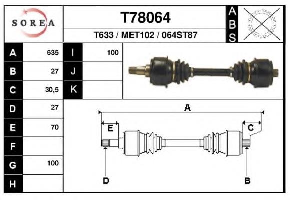 T78064 EAI árbol de transmisión trasero