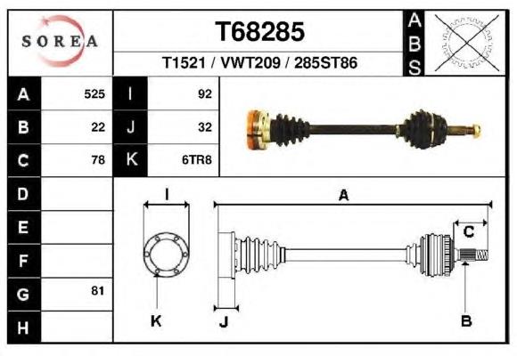 Árbol de transmisión delantero izquierdo para Volkswagen Lupo (6X, 6E)