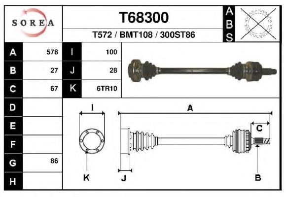 T68300 EAI árbol de transmisión trasero