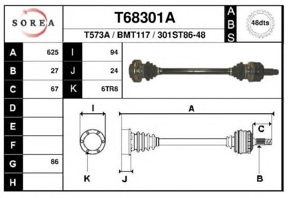 T68301A EAI árbol de transmisión trasero