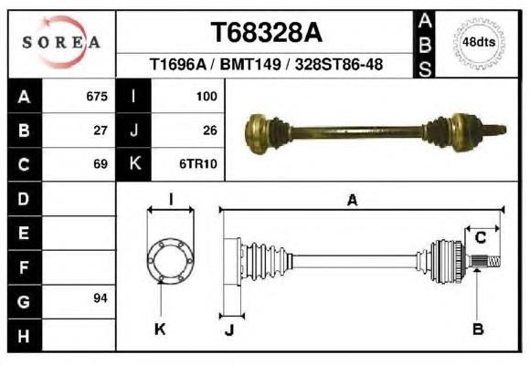 T68328A EAI árbol de transmisión trasero derecho