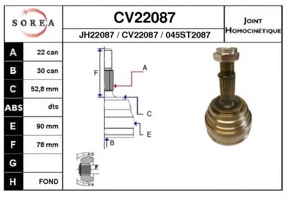 CV22087K EAI junta homocinética exterior delantera