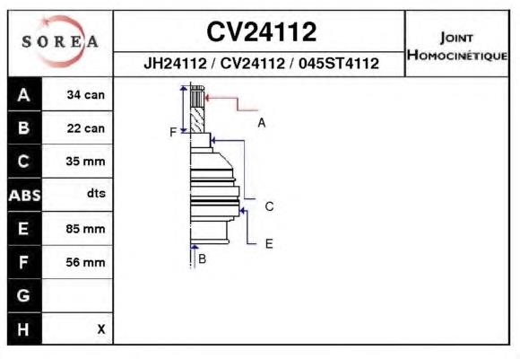 Junta homocinética interior delantera derecha TIJ0014 Magneti Marelli