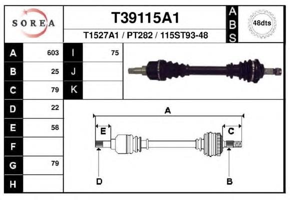 Árbol de transmisión delantero izquierdo 76PE8007A Talosa