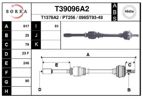 T39096A2 EAI árbol de transmisión delantero derecho