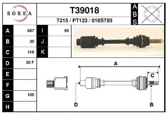 T39018 EAI árbol de transmisión delantero