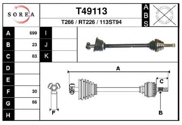 T49113 EAI árbol de transmisión delantero izquierdo