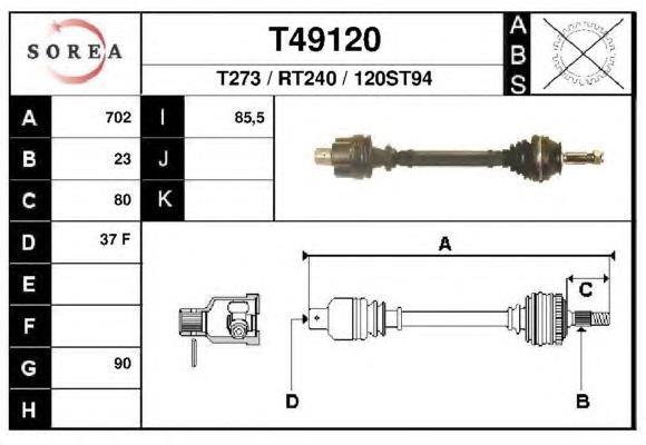 Árbol de transmisión delantero derecho para Renault 25 (B29)