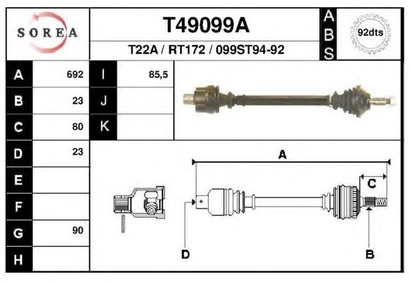 7701352026 Renault (RVI) árbol de transmisión delantero izquierdo