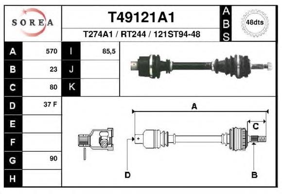 Árbol de transmisión delantero izquierdo para Renault 25 (B29)