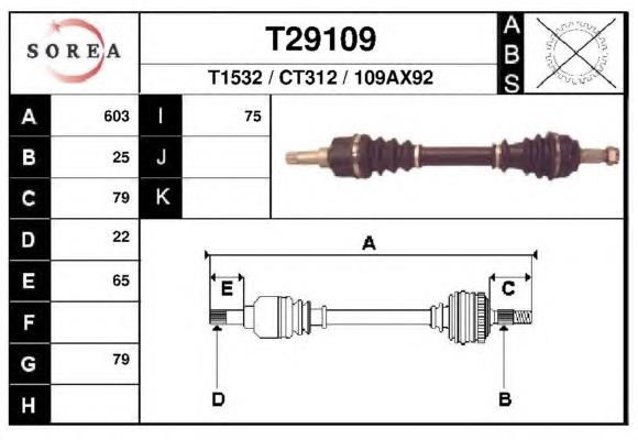 T29109 EAI árbol de transmisión delantero izquierdo