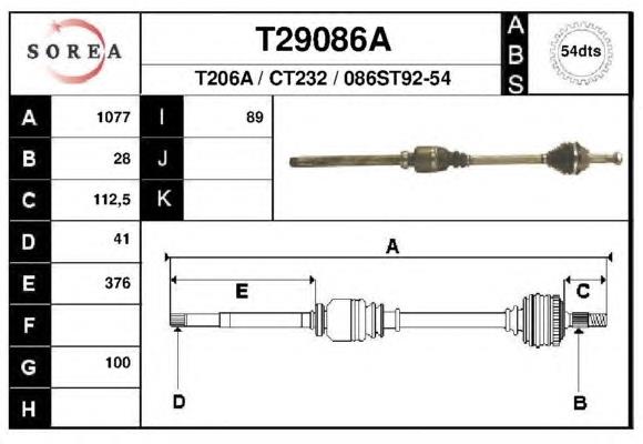 Semieje delantero derecho EAI T29086A precio, desde 111,82 EUR
