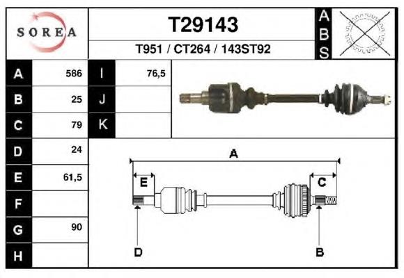 T29143 EAI árbol de transmisión delantero izquierdo