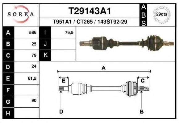 Árbol de transmisión delantero izquierdo T29143A1 EAI