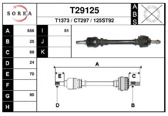 T29125 EAI árbol de transmisión delantero izquierdo