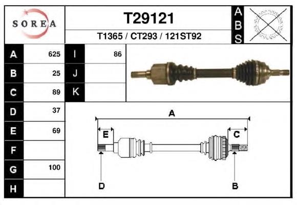 Semieje delantero izquierdo 9642876780 Peugeot/Citroen
