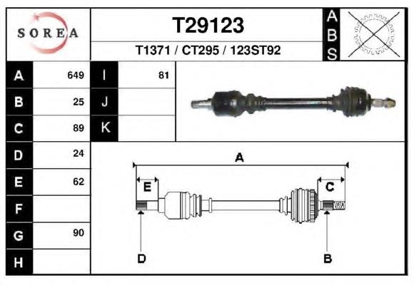 T29123 EAI árbol de transmisión delantero izquierdo