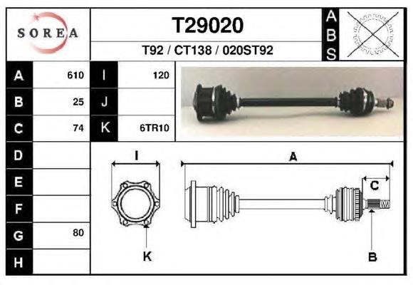 T29020 EAI árbol de transmisión delantero