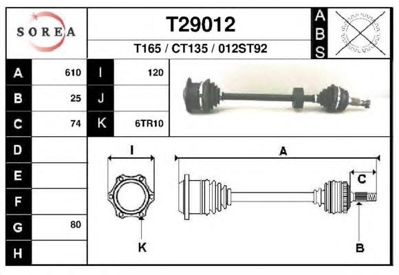 T29012 EAI árbol de transmisión delantero izquierdo