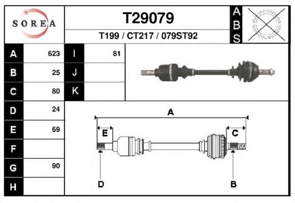 T29079 EAI árbol de transmisión delantero izquierdo