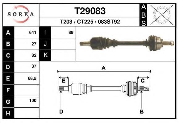 Árbol de transmisión delantero izquierdo T29083 EAI