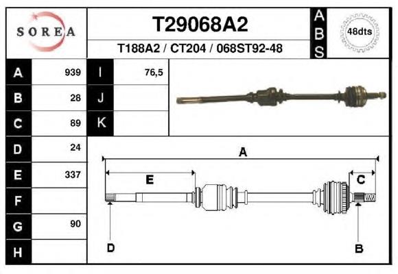 T29068A2 EAI árbol de transmisión delantero derecho