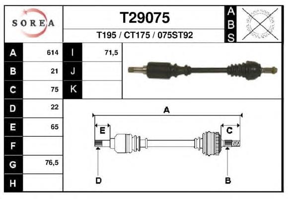 T29075 EAI árbol de transmisión delantero izquierdo