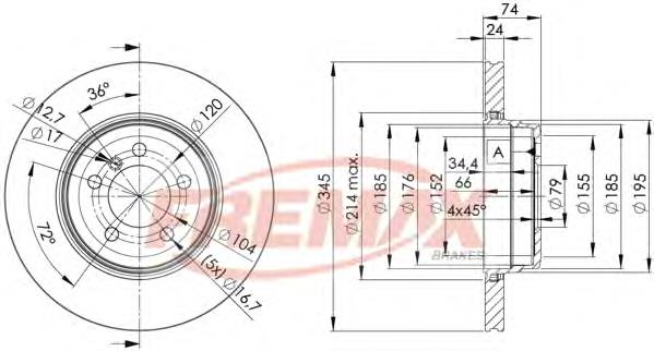 BD3409 Fremax disco de freno trasero