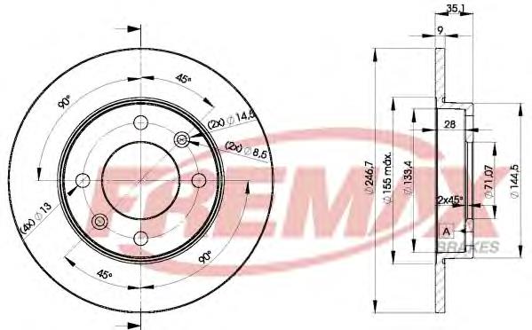 BD4746 Fremax Freno de disco trasero