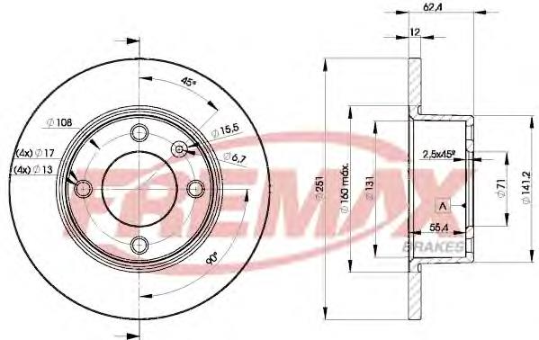 BD7812 Fremax disco de freno trasero