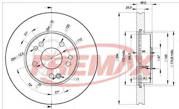 BD2412 Fremax freno de disco delantero