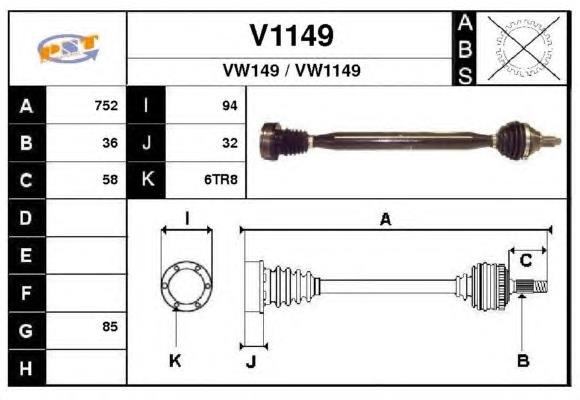 6R0407764J VAG Semieje delantero derecho