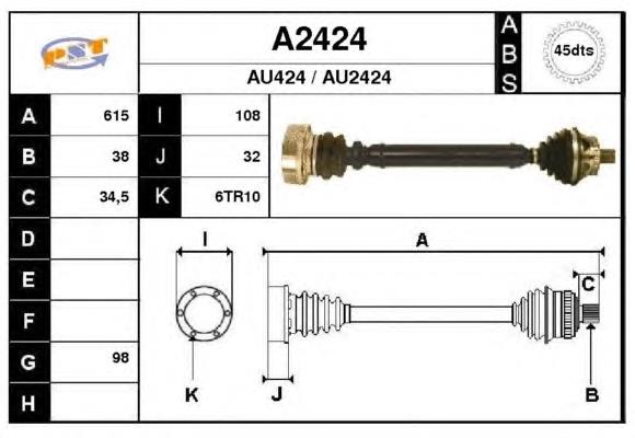8D0407451MX VAG Semieje delantero izquierdo
