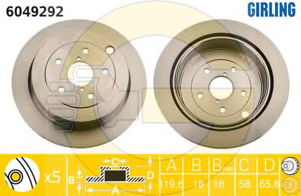 6049292 Girling disco de freno trasero