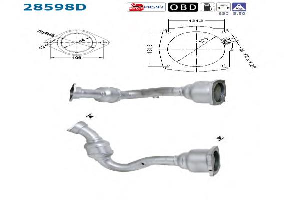 Tubo de admisión del silenciador de escape delantero 28598D AS/Auto Storm