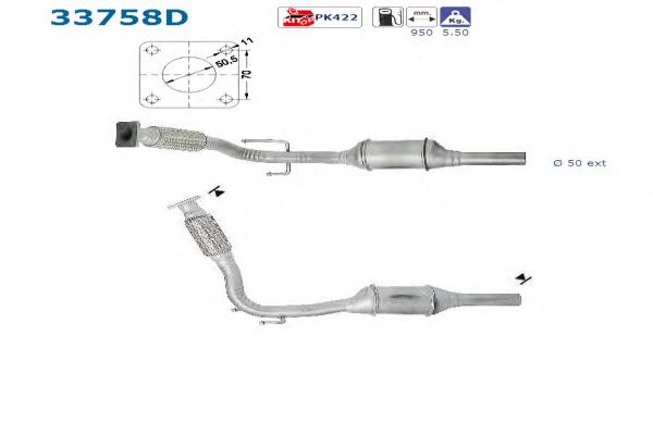 6N0253058AX VAG Silenciador de escape delantero 